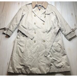 Sanyo Japan Made Double Breasted Removable Wool Liner Trench Coat Tan Womens 10